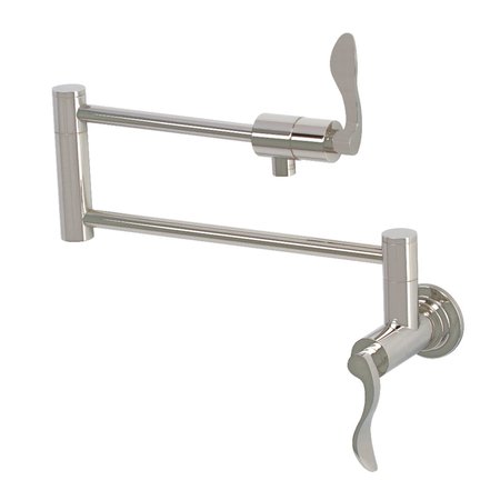 KINGSTON BRASS KS4106DFL Wall Mount Pot Filler, Polished Nickel KS4106DFL